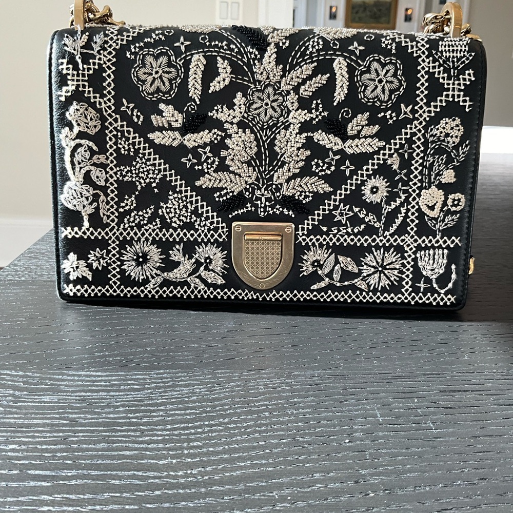 RARE Christian Dior Embroidered Navy and off white Diorama